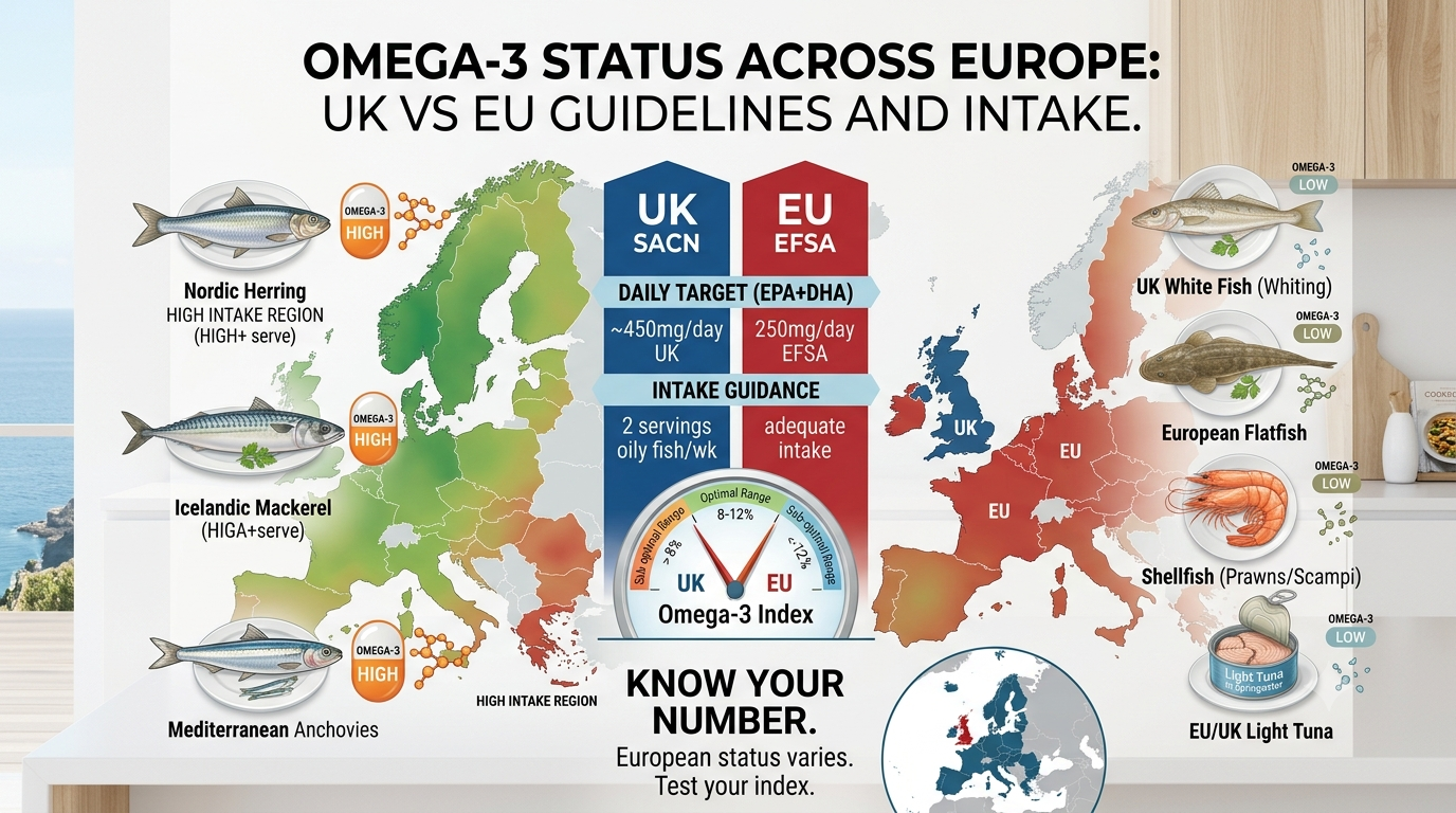 Omega-3 across Europe: how the UK and EU compare on intake, guidelines and status